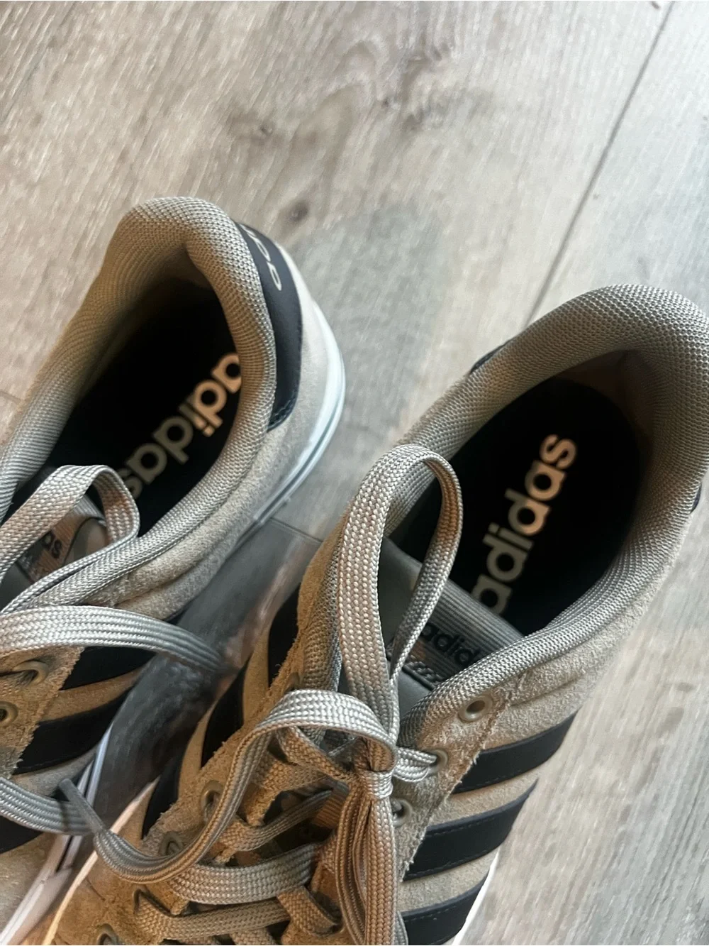 adidas Men's Taupe Suede Daily Sneakers with Black Stripes